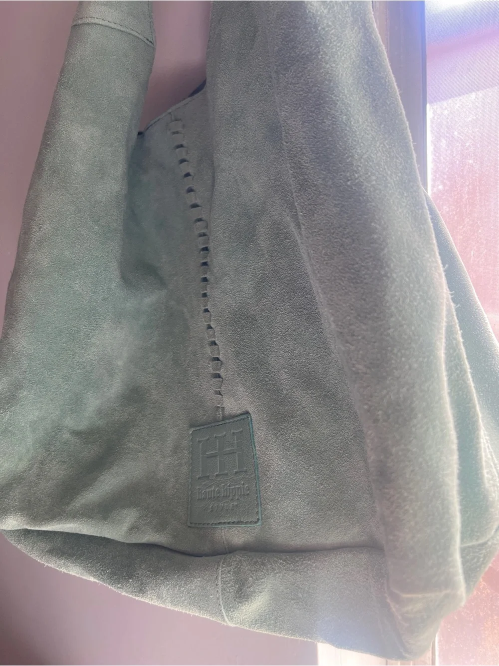 Haute Hippie Teal/Mint Green Suede Festival Hobo Tote